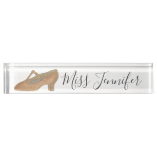 Tan Character Shoe Dance Teacher Instructor Desk Name Plate