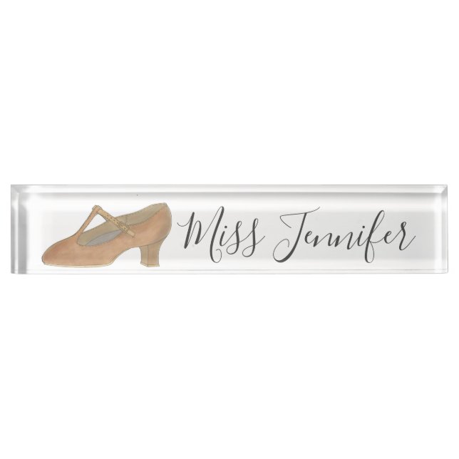 Tan Character Shoe Dance Teacher Instructor Desk Name Plate (Front)