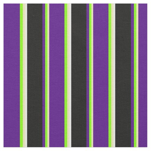 Tan, Chartreuse, Indigo, Black, and White Lines Fabric