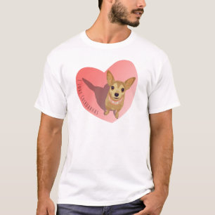 Tan Chihuahua in diamond pink collar in heart T-Shirt