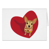Tan Chihuahua with a bow tie in a red heart (Front Horizontal)