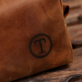 Tan Circle Monogram Leather Travel Toiletry Bag (Bottom Right)