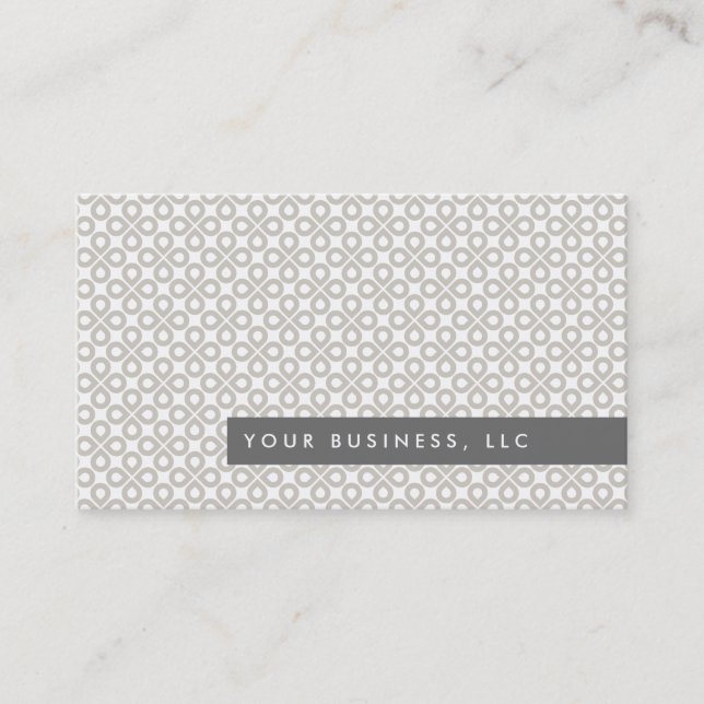 Tan Clover Pattern/Gray Bar Business Card Design (Front)