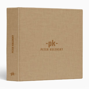 Tan color linen texture simple tan typography 3 ring binder