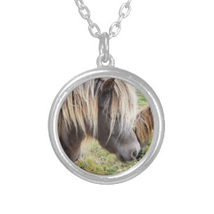 Tan Colored Shetland Pony, Silver Plated Necklace