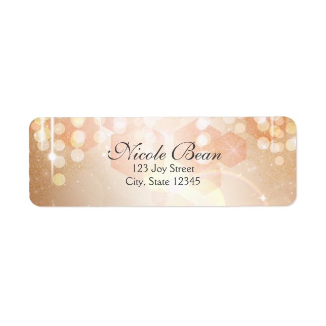 Tan Coral & Cream Glamor Lights Address Labels (Front)