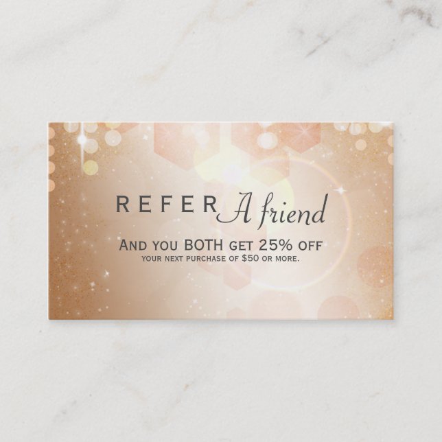 Tan Coral & Cream Glamour Referral Client Card (Front)
