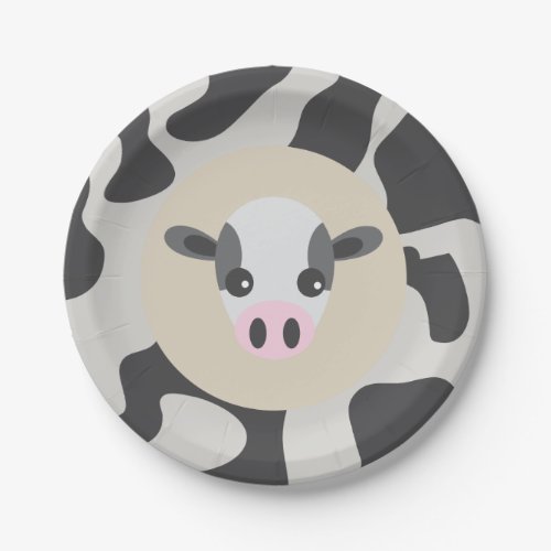 TAN Cow Baby Shower Paper Plate