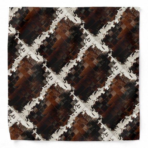 Tan Cowhide Patchwork Print Bandana