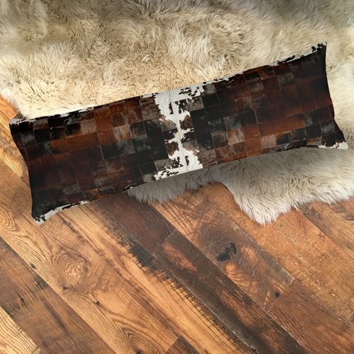 Tan Cowhide Patchwork Print Body Pillow