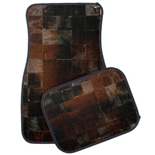 Tan Cowhide Patchwork Print Car Floor Mat