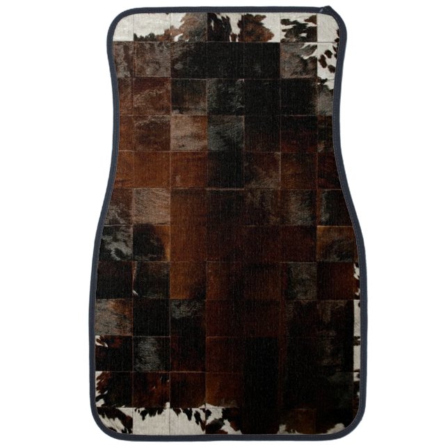 Tan Cowhide Patchwork Print Car Floor Mat (Front)