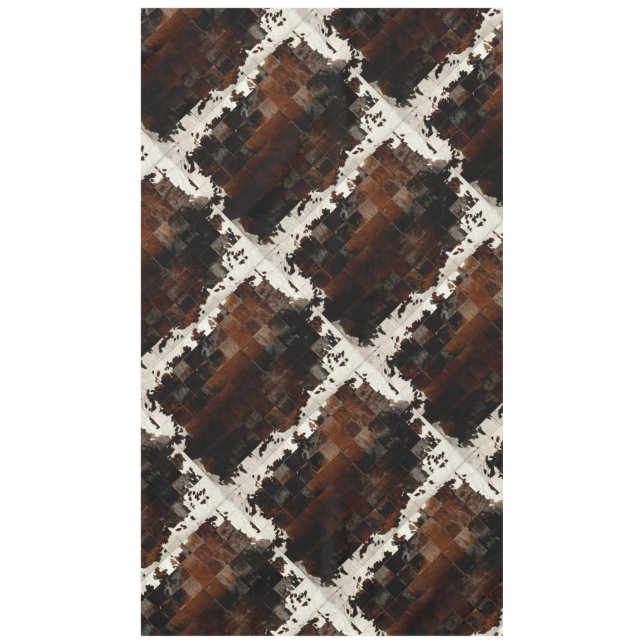 Tan Cowhide Patchwork Print Tablecloth (Front)
