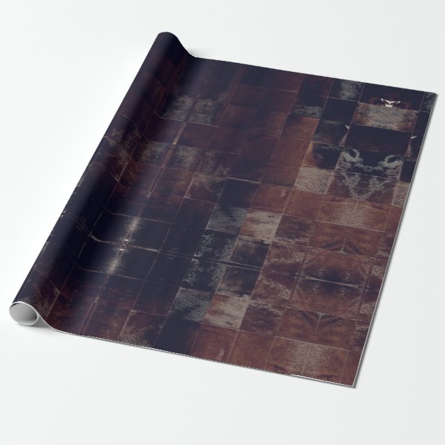 Tan Cowhide Patchwork Print wrapping paper (Unrolled)