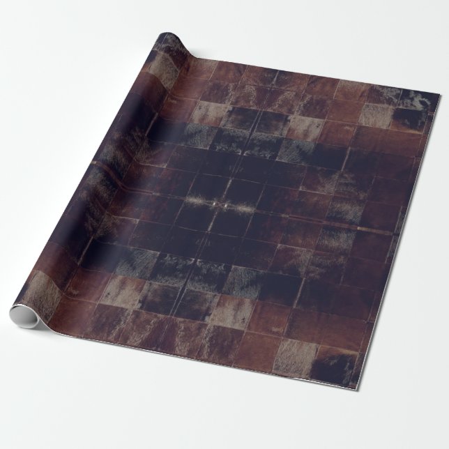 Tan Cowhide Patchwork Print wrapping paper (Unrolled)