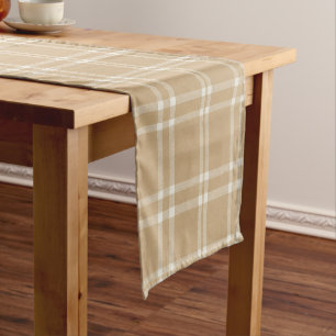 Tan, Cream, and White Scottish Heritage Tartan Short Table Runner