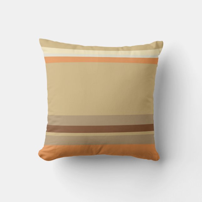 Tan & Cream Colored, Striped Pillow Design (Front)