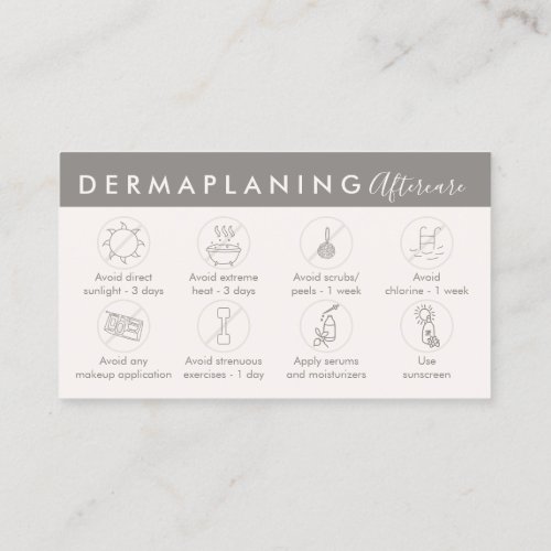 Tan Cream Dermaplaning Aftercare Post Instructions Business Card