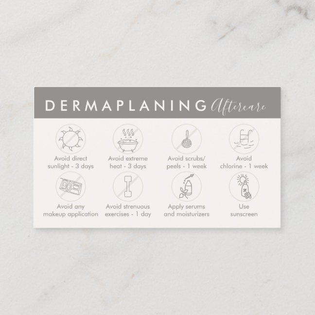 Tan Cream Dermaplaning Aftercare Post Instructions Business Card