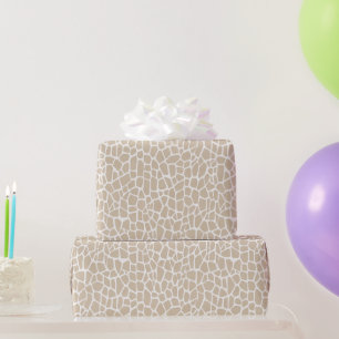 Tan Cream Giraffe Animal Safari Birthday Wrapping Paper