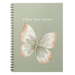 Tan Cream Green Butterfly Dreams Notebook