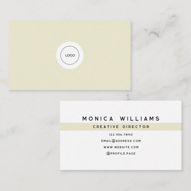 Tan cream minimalist sleek clean business card (Front/Back)