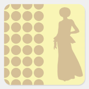 Tan Cream Neutral Dots Fashion Silhouette Square Sticker