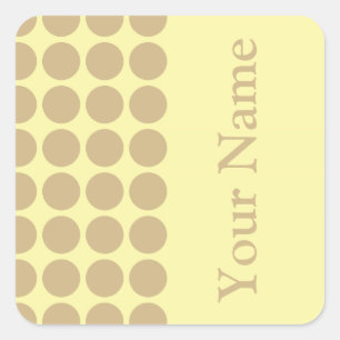 Tan Cream Neutral Dots with name text Square Sticker