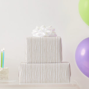 Tan Cream Safari Stripes Birthday Wrapping Paper