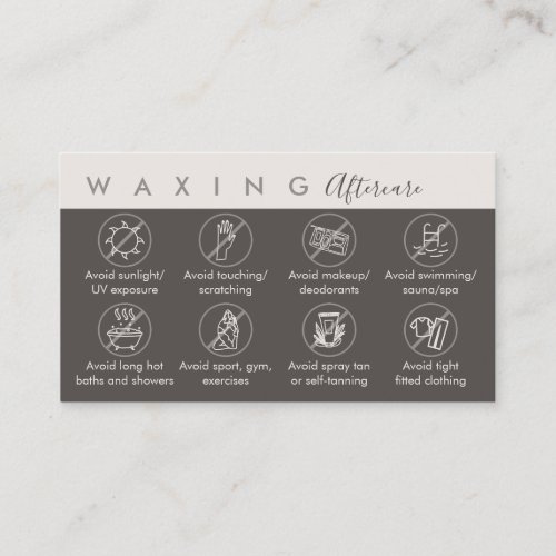 Tan Cream Waxing after care advices instruction Business Card