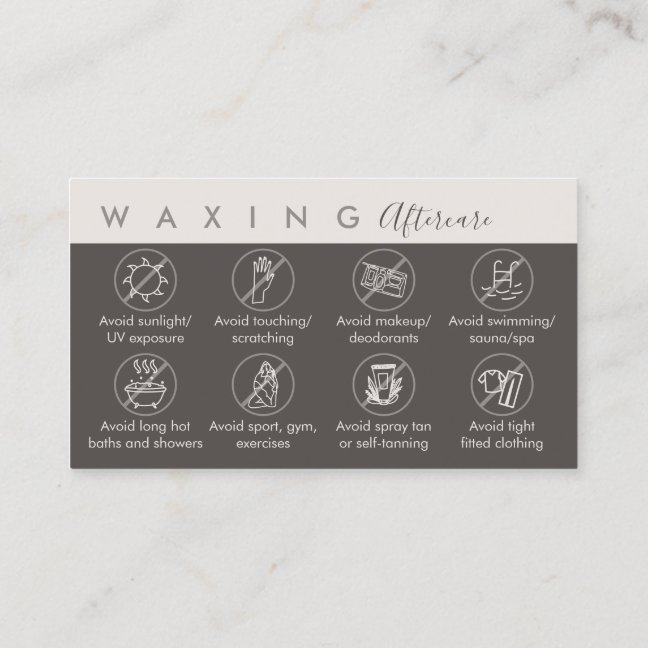 Tan Cream Waxing after care advices instruction Business Card