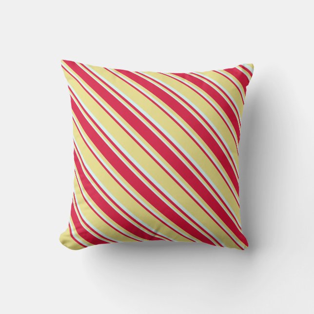 Tan, Crimson, and Light Cyan Pattern Throw Pillow (Front)