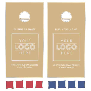 Tan Custom Business Logo Branded Cornhole Set