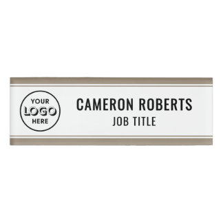 Tan Custom Company Logo Employee Name Tag