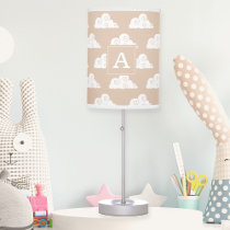 Tan Cute Cloud Pattern Monogrammed table lamp