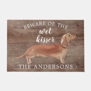 Tan Dachshund Dog Personalized Door Mat