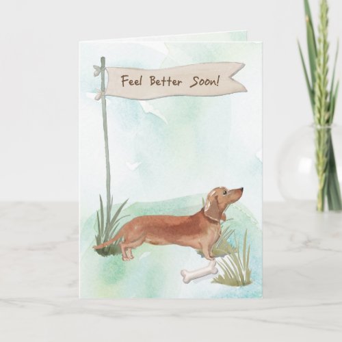 Tan Dachshund Feel Better After Surgery with Dog Card