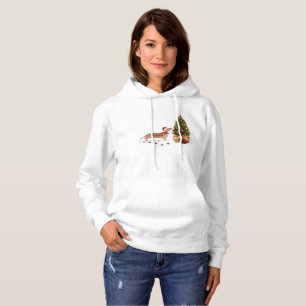 Tan Dachshund Funny Christmas Dog with Tree Hoodie