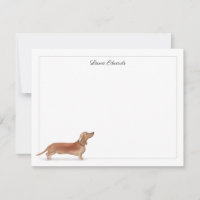 Tan Dachshund Gray Border Personalized Stationery
