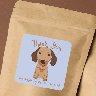Tan Dachshund Thank You Small Business Square Sticker
