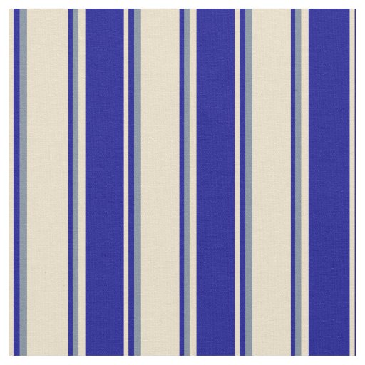 Tan, Dark Blue & Light Slate Gray Lines Pattern Fabric