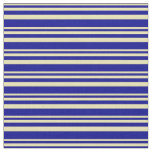[ Thumbnail: Tan & Dark Blue Striped Pattern Fabric ]