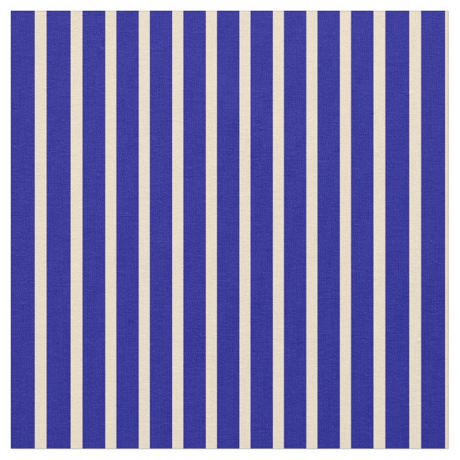 Tan & Dark Blue Striped Pattern Fabric (Close Up)