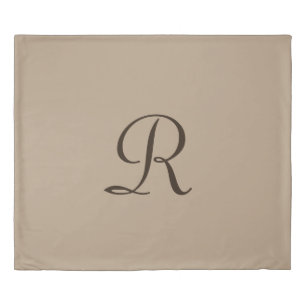 Tan, Dark Brown Monogram, Reversible Duvet Cover