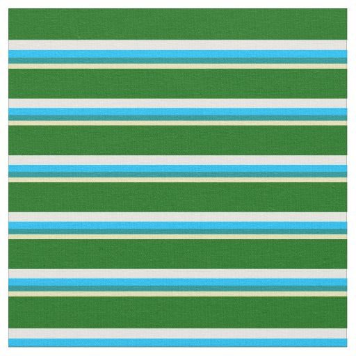 Tan, Dark Cyan, Deep Sky Blue, White & Dark Green Fabric