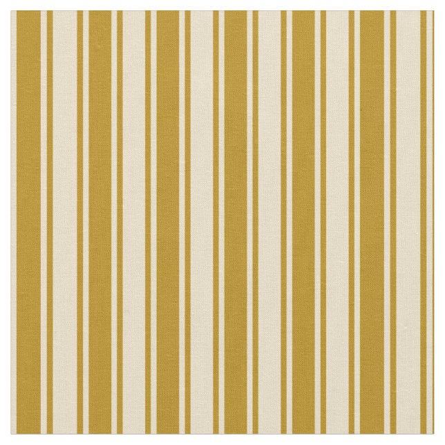 Tan & Dark Goldenrod Colored Stripes Fabric (Close Up)