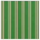 [ Thumbnail: Tan & Dark Green Colored Pattern of Stripes Fabric ]
