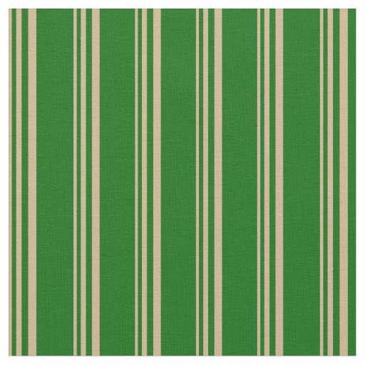 Tan & Dark Green Colored Pattern of Stripes Fabric