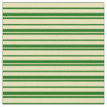 [ Thumbnail: Tan & Dark Green Colored Striped/Lined Pattern Fabric ]