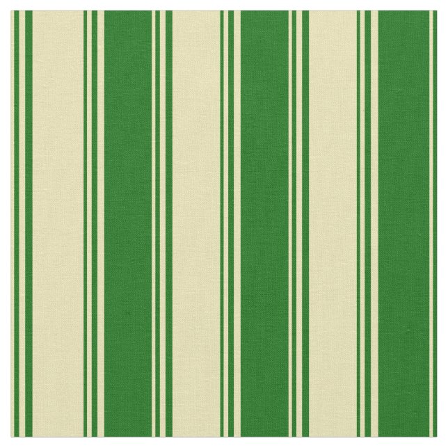 Tan & Dark Green Lines Fabric (Close Up)